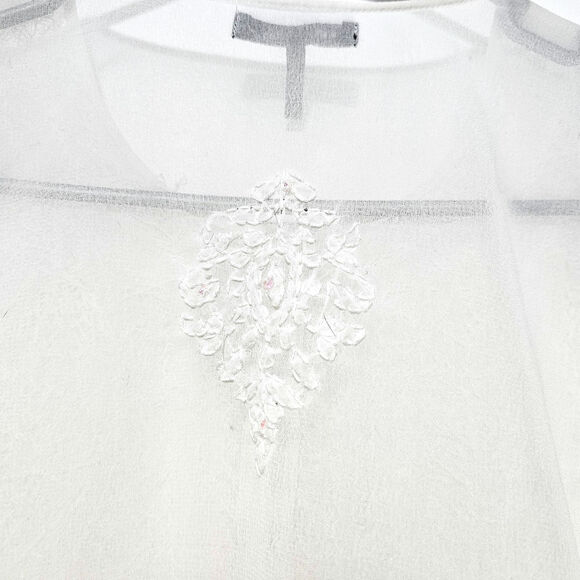 Daisy Fuentes Moda Chiffon Top Women's Small Sequin Embroidered Sheer Floral - Picture 7 of 10